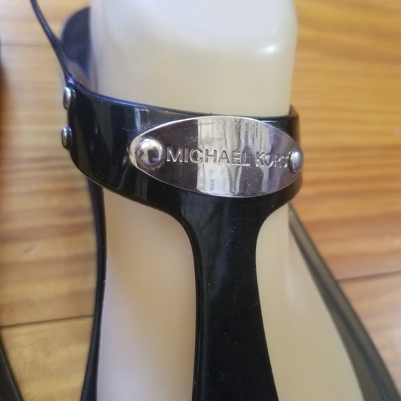 Michael Kores 10M Black Thong Sling Back Sandals‎ PVC - Picture 9 of 9
